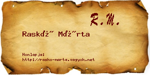Raskó Márta névjegykártya