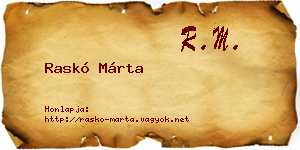 Raskó Márta névjegykártya